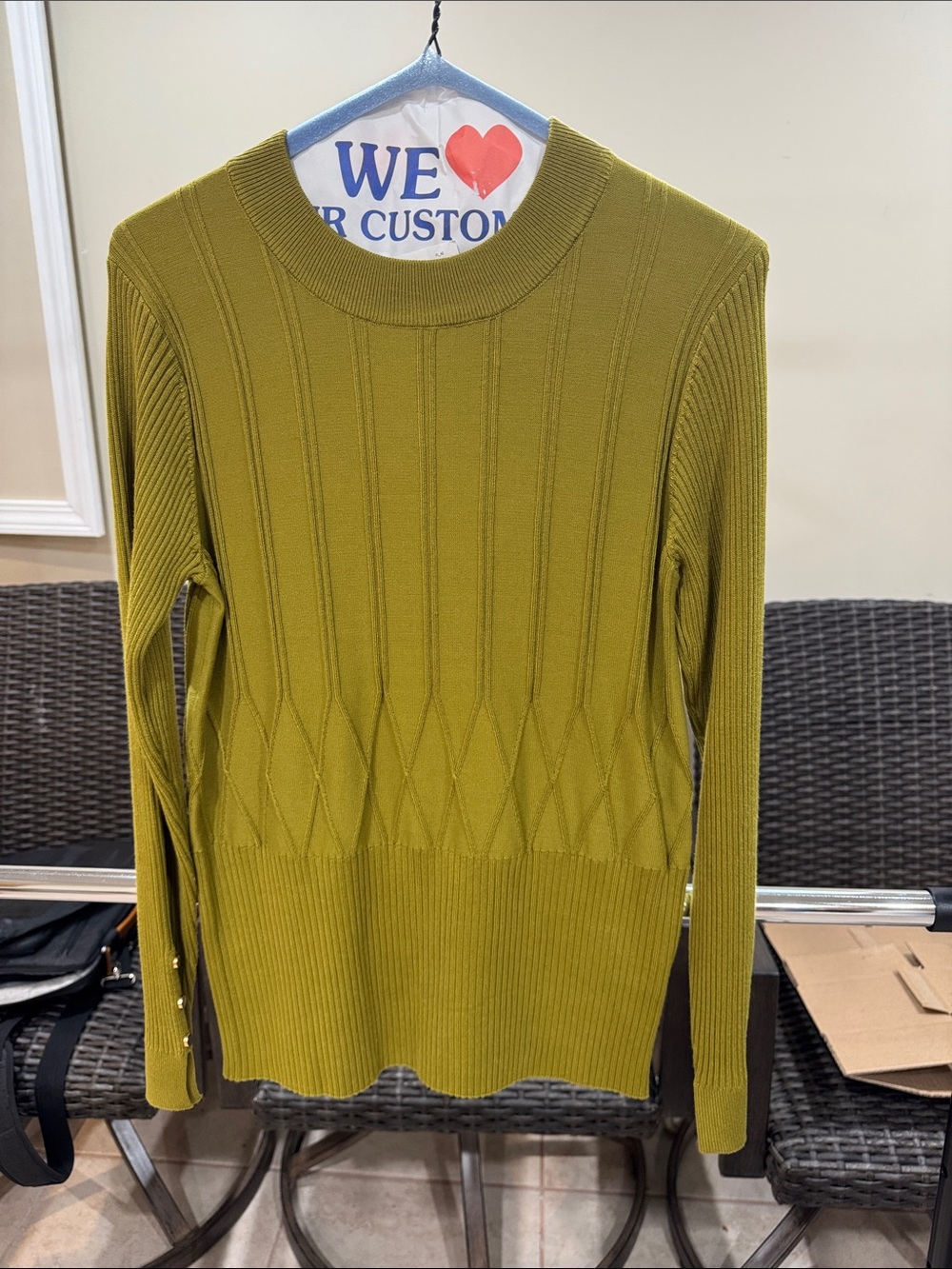 Olive Green Ribbed Knit Sweater